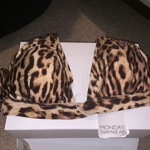 Monday Swimwear Halter Cheetah Top